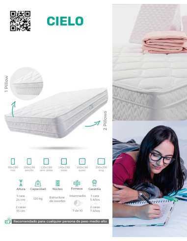 Combo Colchón Cielo (Firmeza Media) + Base Cama + Accesorios