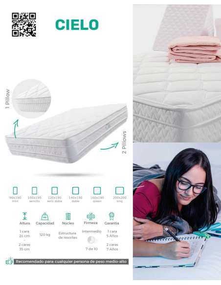 Combo Colchón Cielo (Firmeza Media) + Base Cama + Accesorios