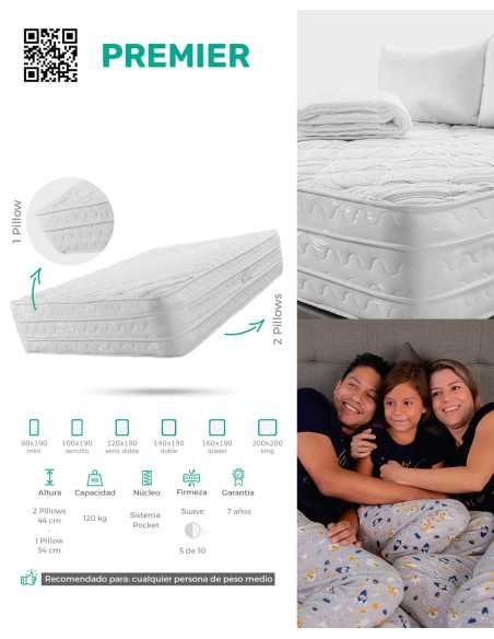 Colchón Premier - Firmeza Suave - Resortes Pocket Premium